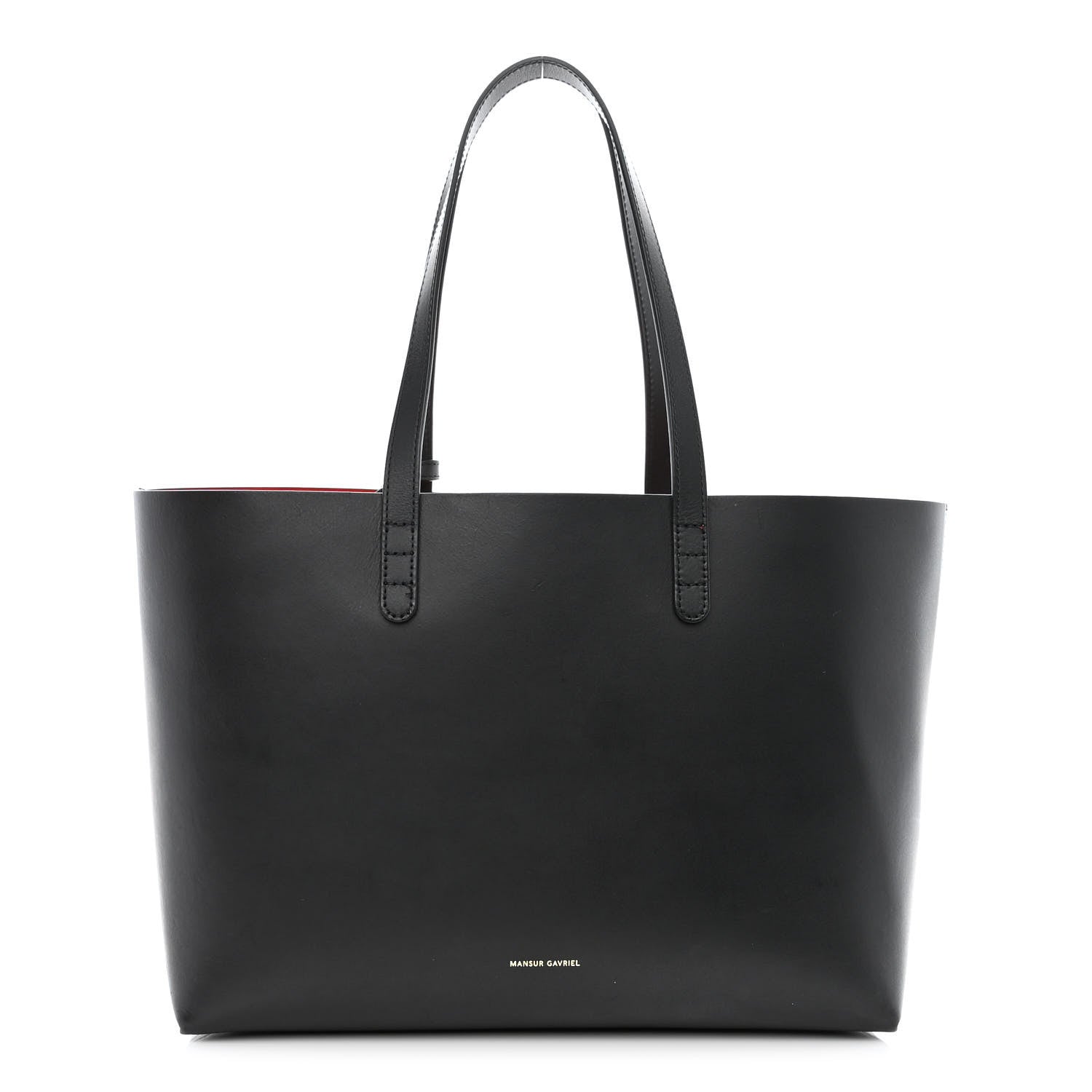 Mansur Gavriel Saffiano Large Shopping Tote Black Flamma 3 of 13