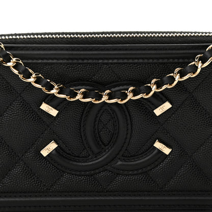 Chanel Caviar Quilted CC Filigree Clutch With Chain Black 9 of 14