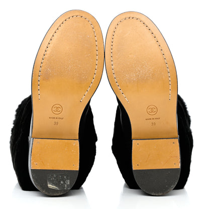 Chanel Fur Calfskin Fold Over Short Boots 39 Black 5 of 9