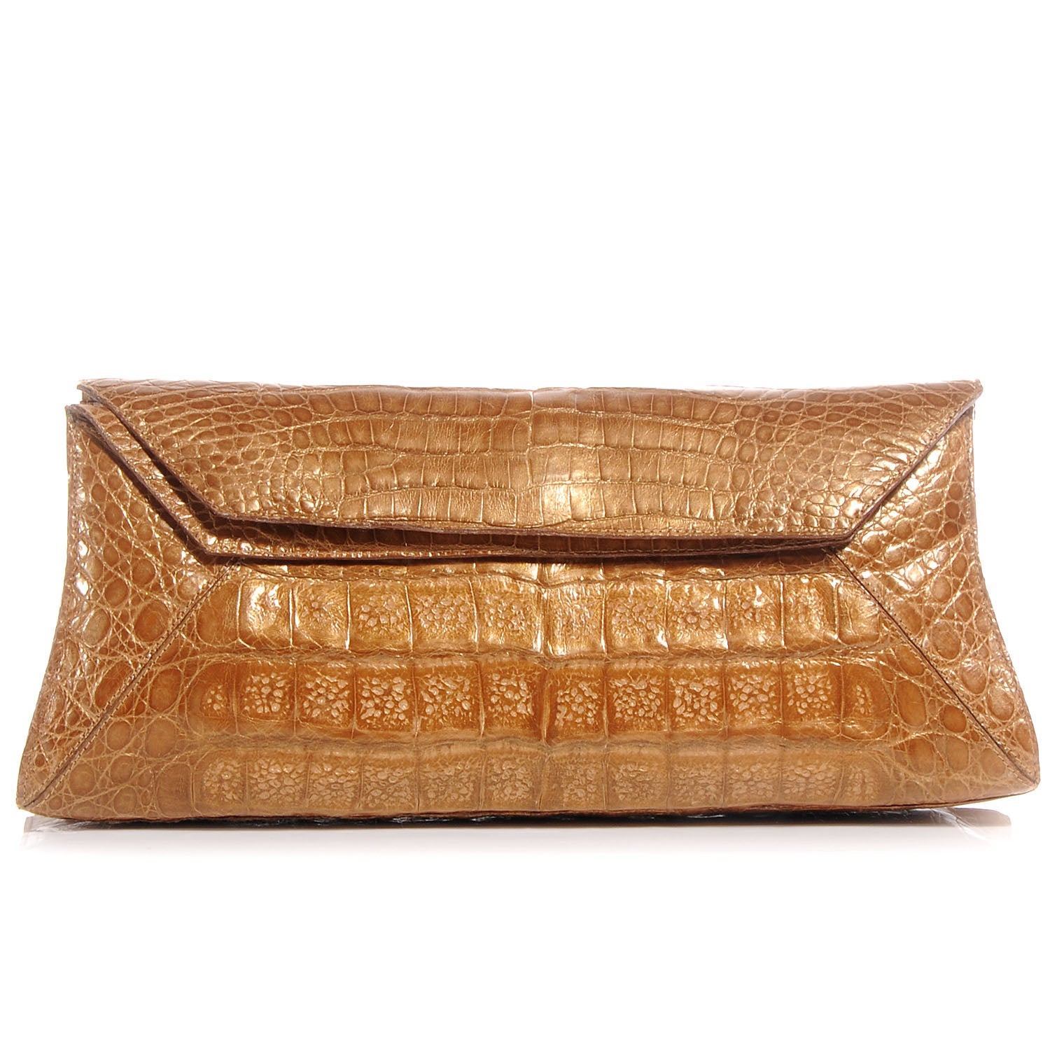 Nancy Gonzalez Crocodile Envelope Clutch Bronze 1 of 7