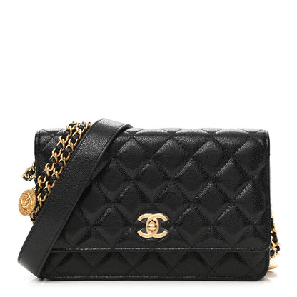 Chanel Caviar Quilted Twist Your Buttons Wallet On Chain WOC Black 1 of 12