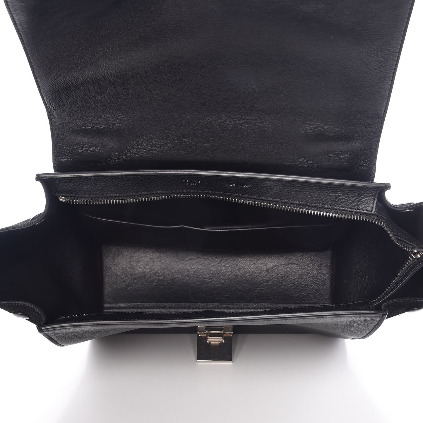 Drummed Calfskin Suede Small Trapeze Black