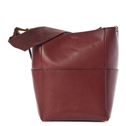 Celine Natural Calfskin Sangle Bucket Bag Red Wood 1 of 18