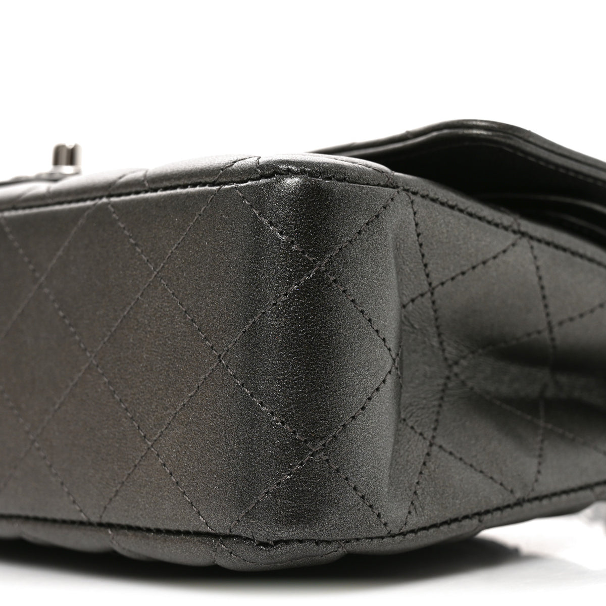 Chanel Metallic Lambskin Quilted Medium Double Flap Anthracite 10 of 10