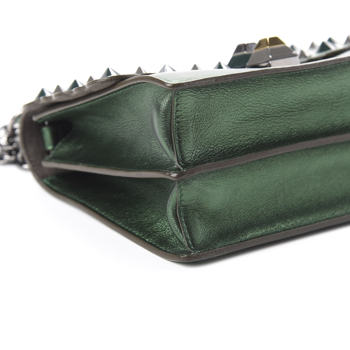 Vitello Catalan Mirror Scalloped Multi Studded Small Kan I Shoulder Bag Green
