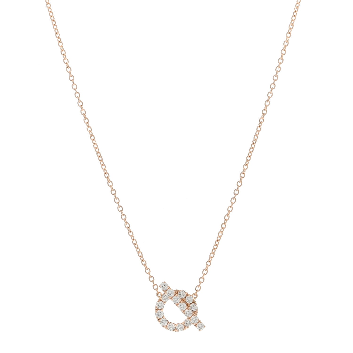 Hermes 18K Rose Gold Diamond Finesse Pendant Necklace 1 of 4