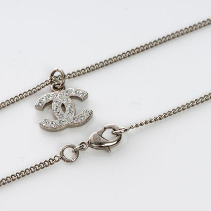 Chanel Crystal Timeless CC Necklace Silver 5 of 5
