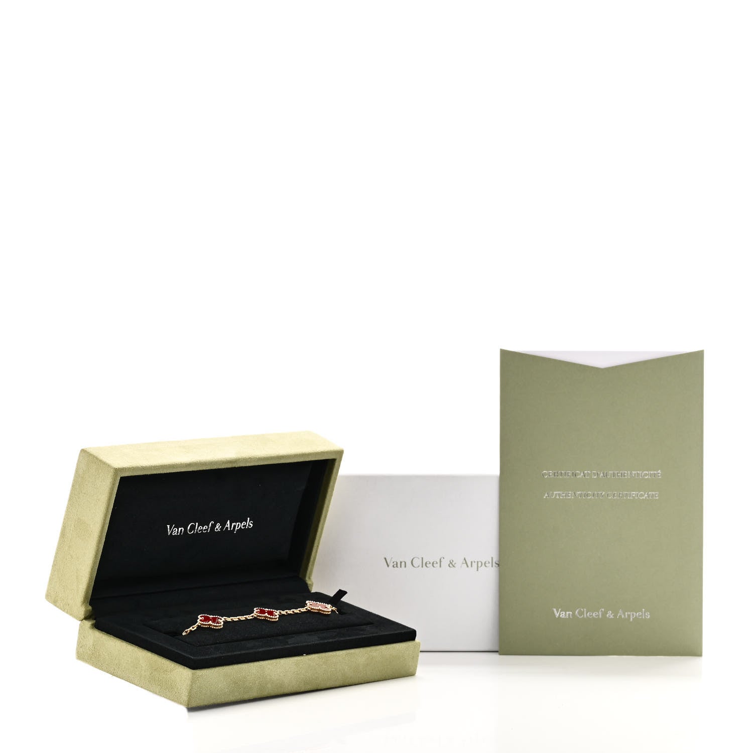 Van Cleef & Arpels 18K Yellow Gold Carnelian 5 Motifs Vintage Alhambra Bracelet 5 of 5
