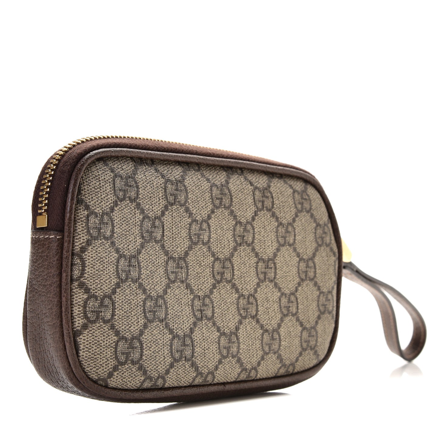 GG Supreme Monogram Ophidia Phone Case Wristlet Brown