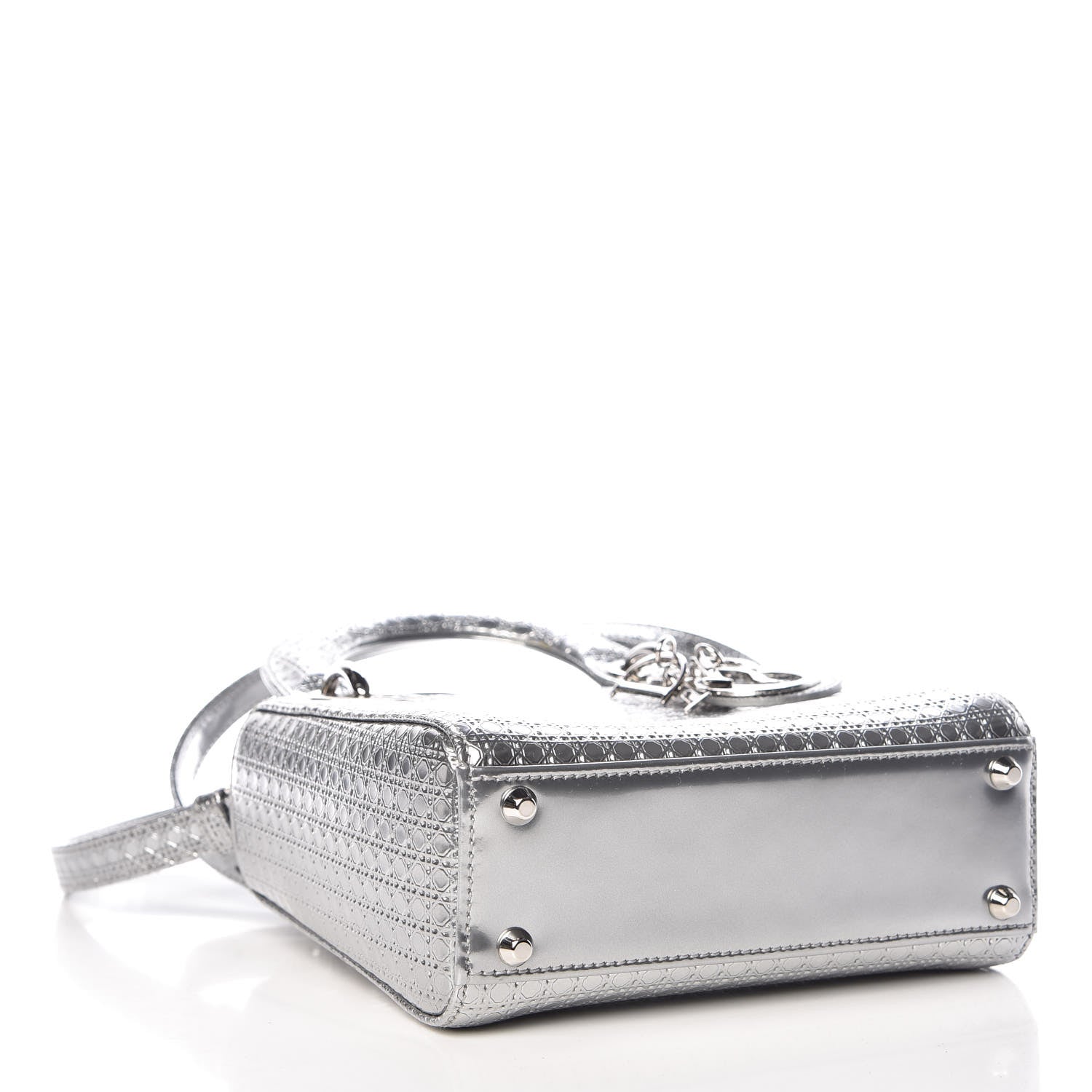 Christian Dior Metallic Patent Micro-Cannage Mini Lady Dior Silver 4 of 6