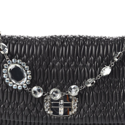 Miu Miu Nappa Matelasse Crystal Flap Clutch Black 7 of 9