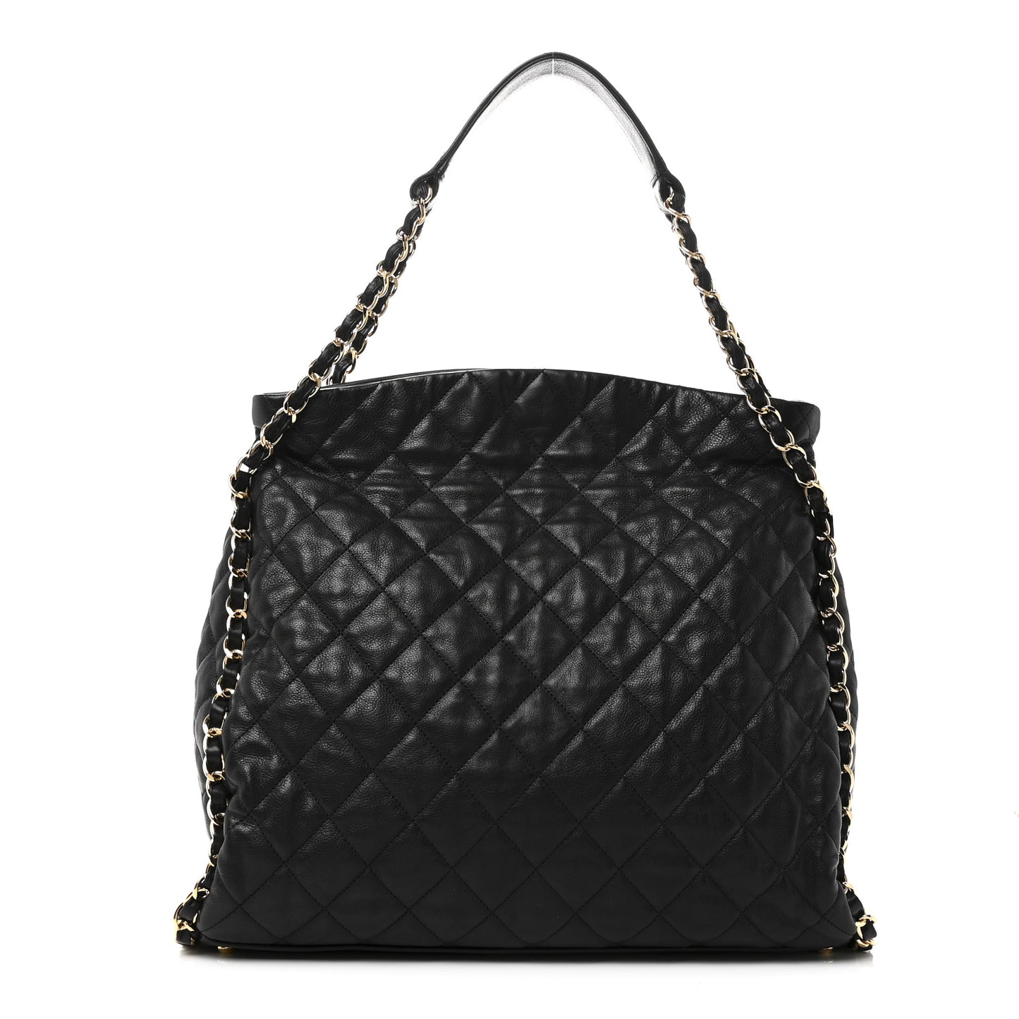 Calfskin Quilted Large Chain Me Hobo Black