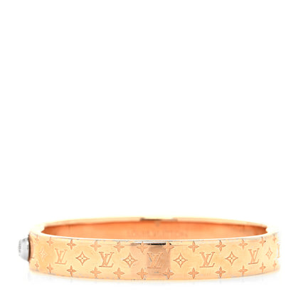 Louis Vuitton Brass Monogram Nanogram Cuff S Gold 1 of 7