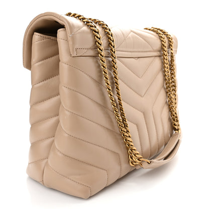 Saint Laurent Calfskin Y Quilted Monogram Medium Loulou Chain Satchel Dark Beige 3 of 10