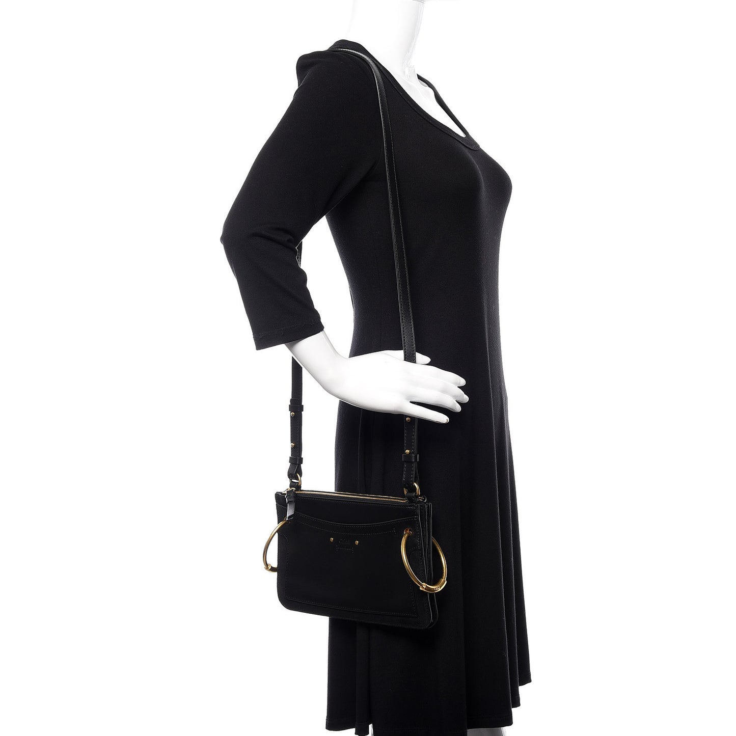 Calfskin Suede Small Roy Bag Black