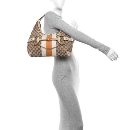 Gucci Monogram Large Horsebit Web Shoulder Bag White 2 of 15