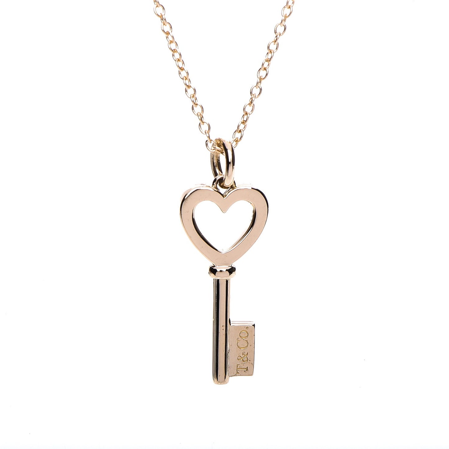 18K Rose Gold Mini Heart Key Pendant Necklace