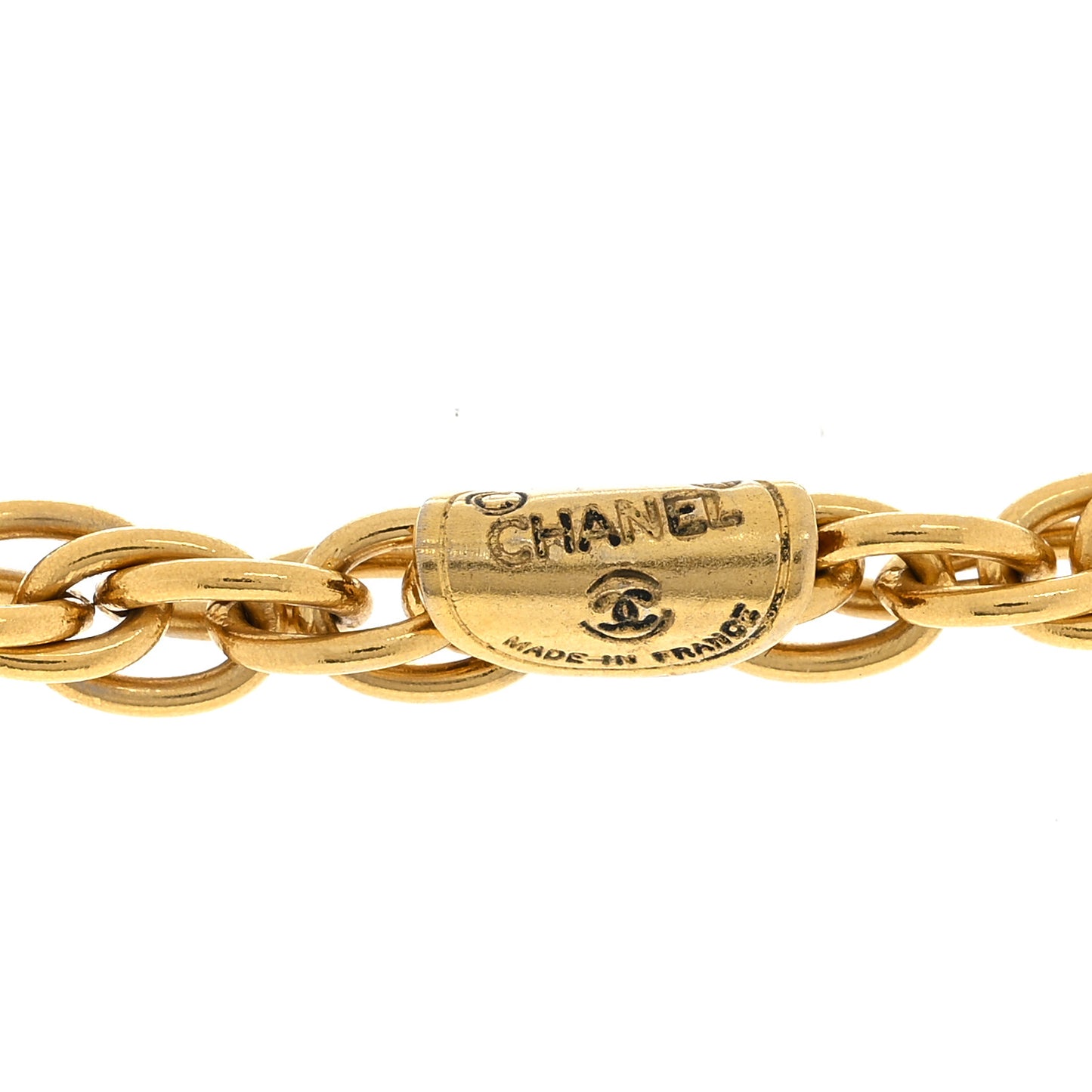 Metal Crystal CC Necklace Gold