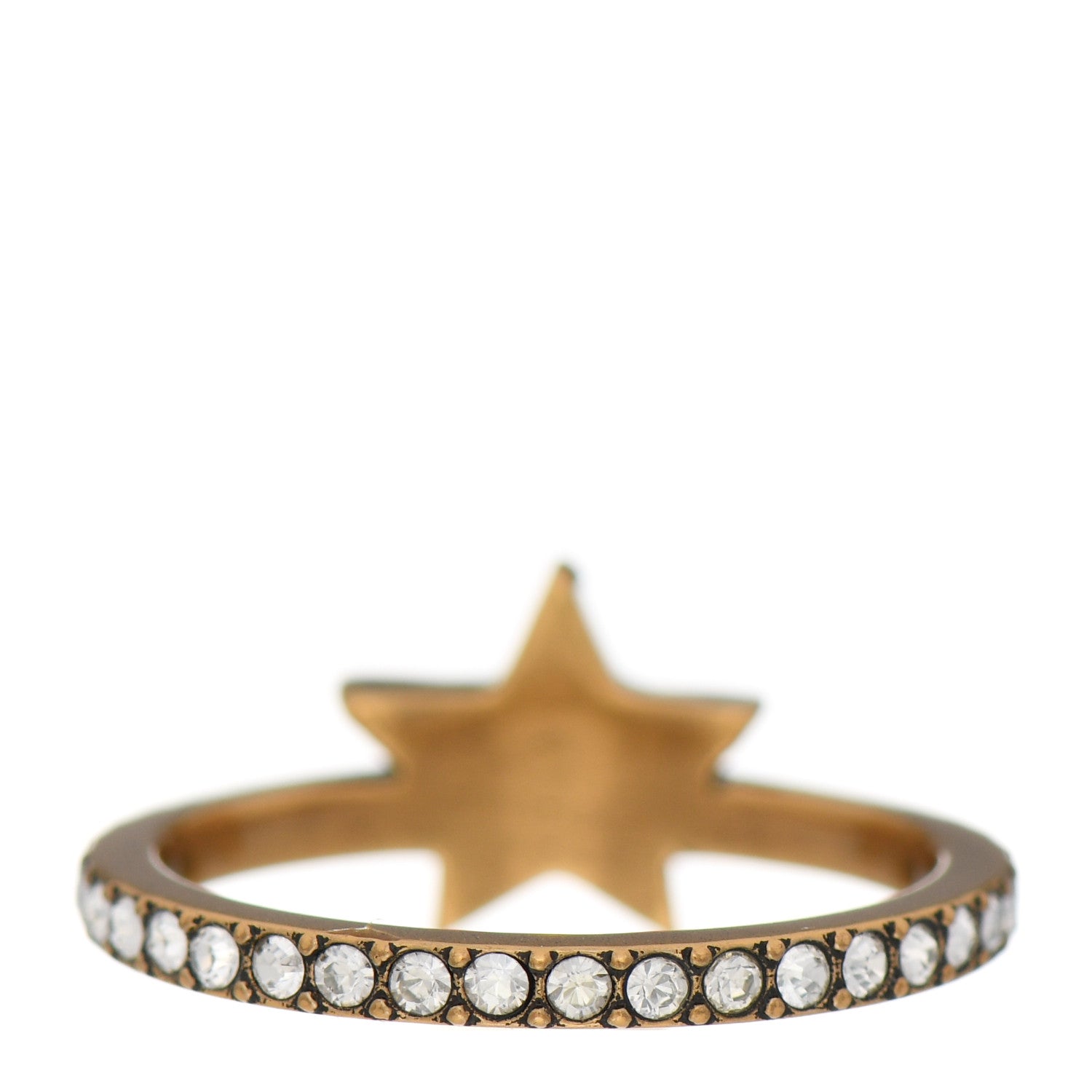 Christian Dior Metal Crystal Star Ring Gold 4 of 7