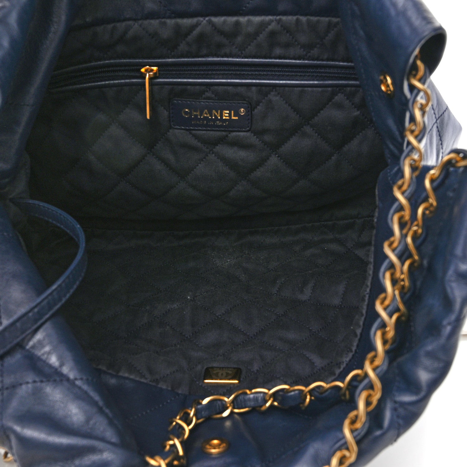 Chanel Shiny Calfskin Quilted Small Chanel 22 Navy 6 of 10