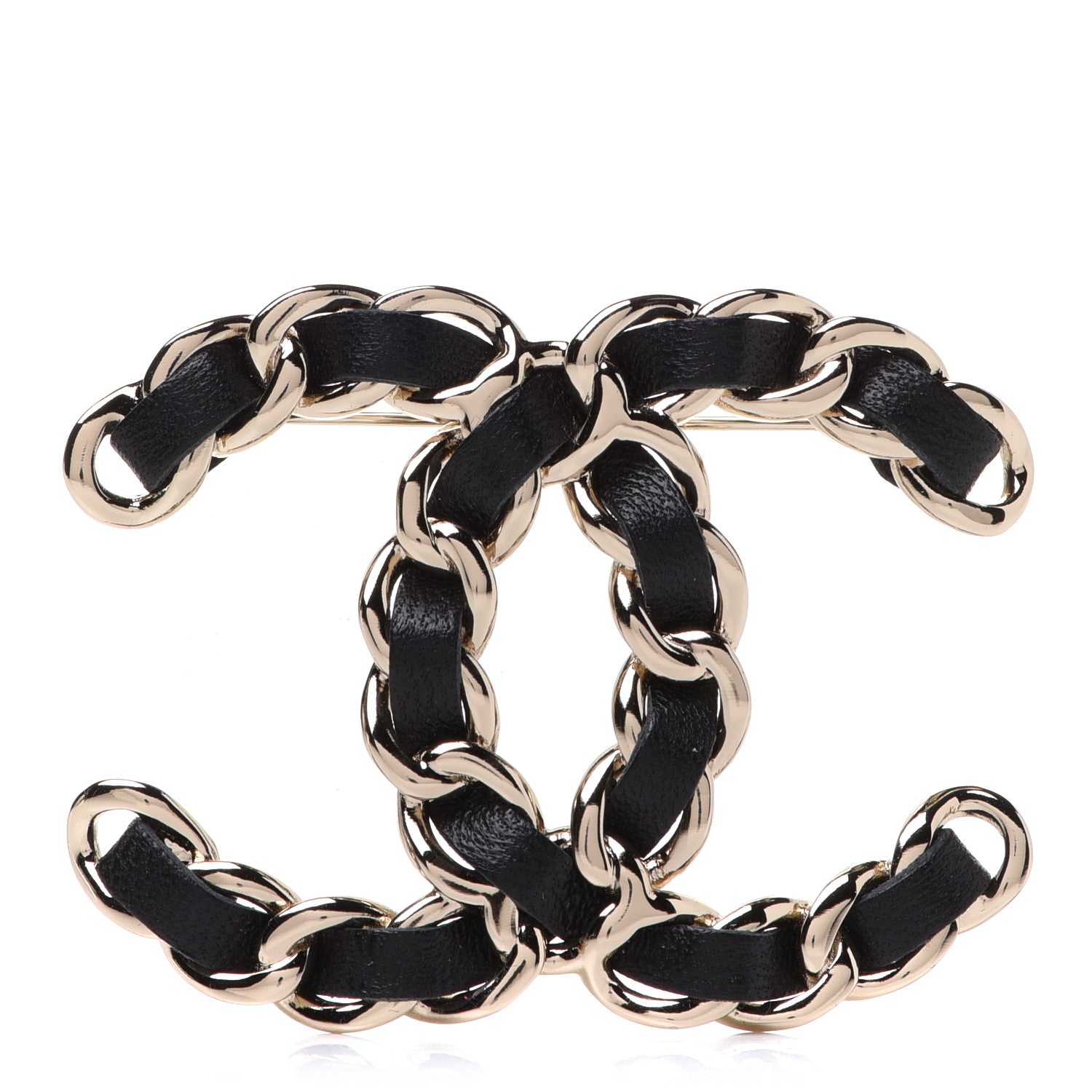 Chanel Lambskin Chain CC Brooch Black Gold 1 of 5