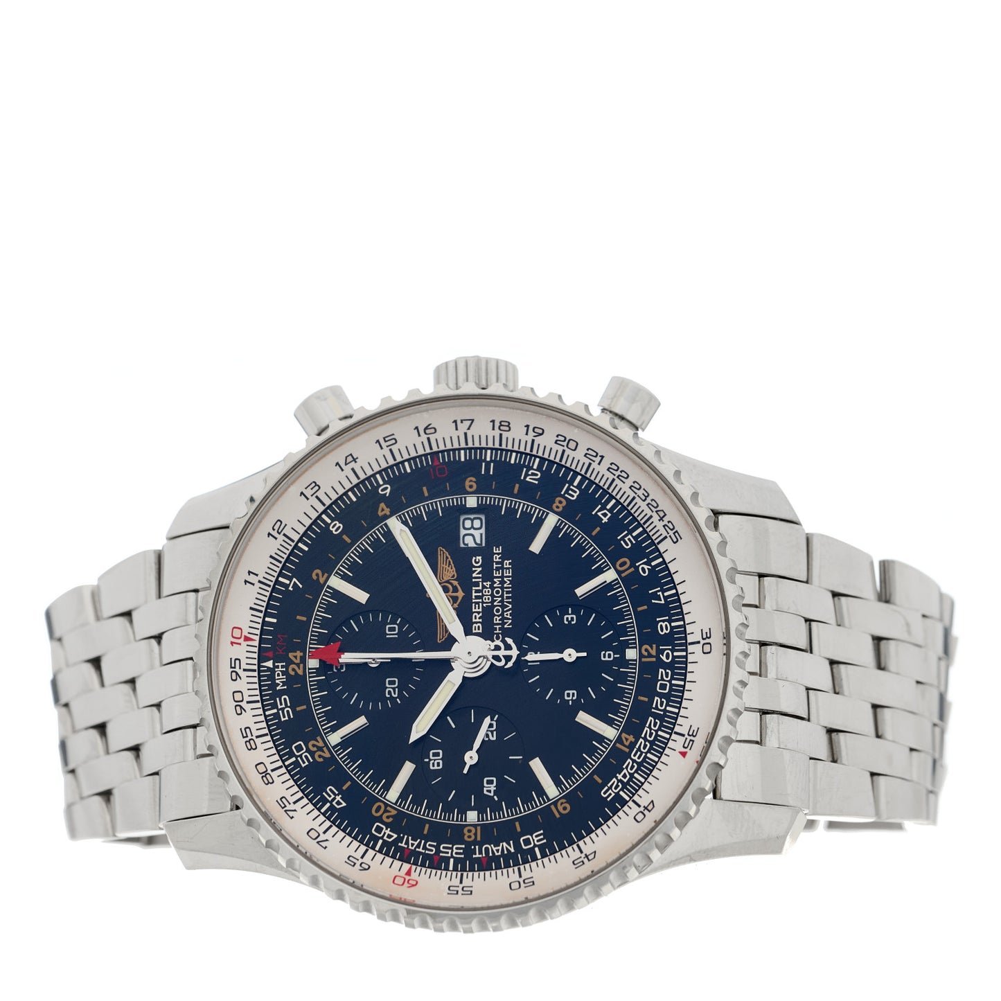 Stainless Steel 46mm Navitimer GMT World Automatic Watch Black A24322