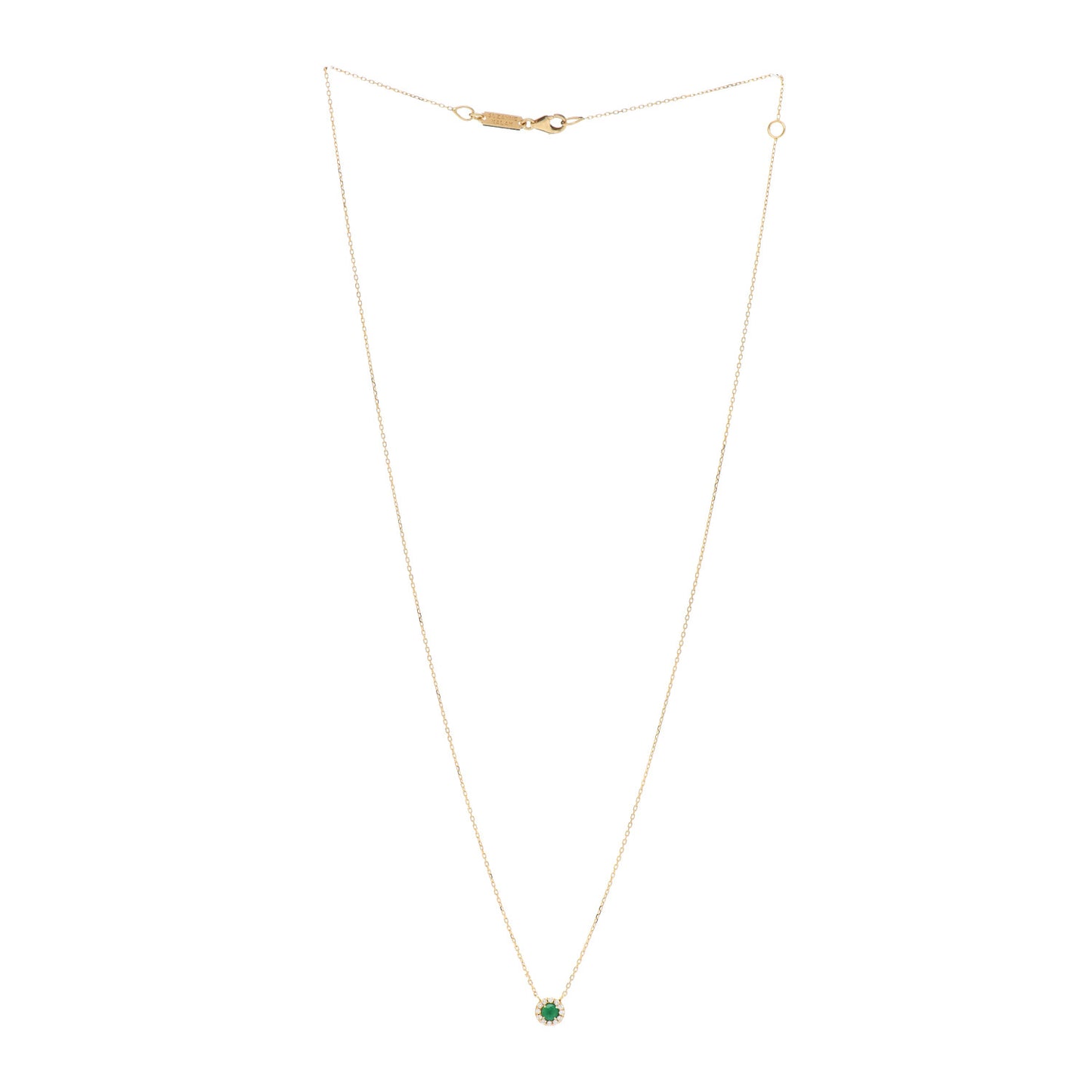 18K Yellow Gold Diamond Emerald Pendant Necklace
