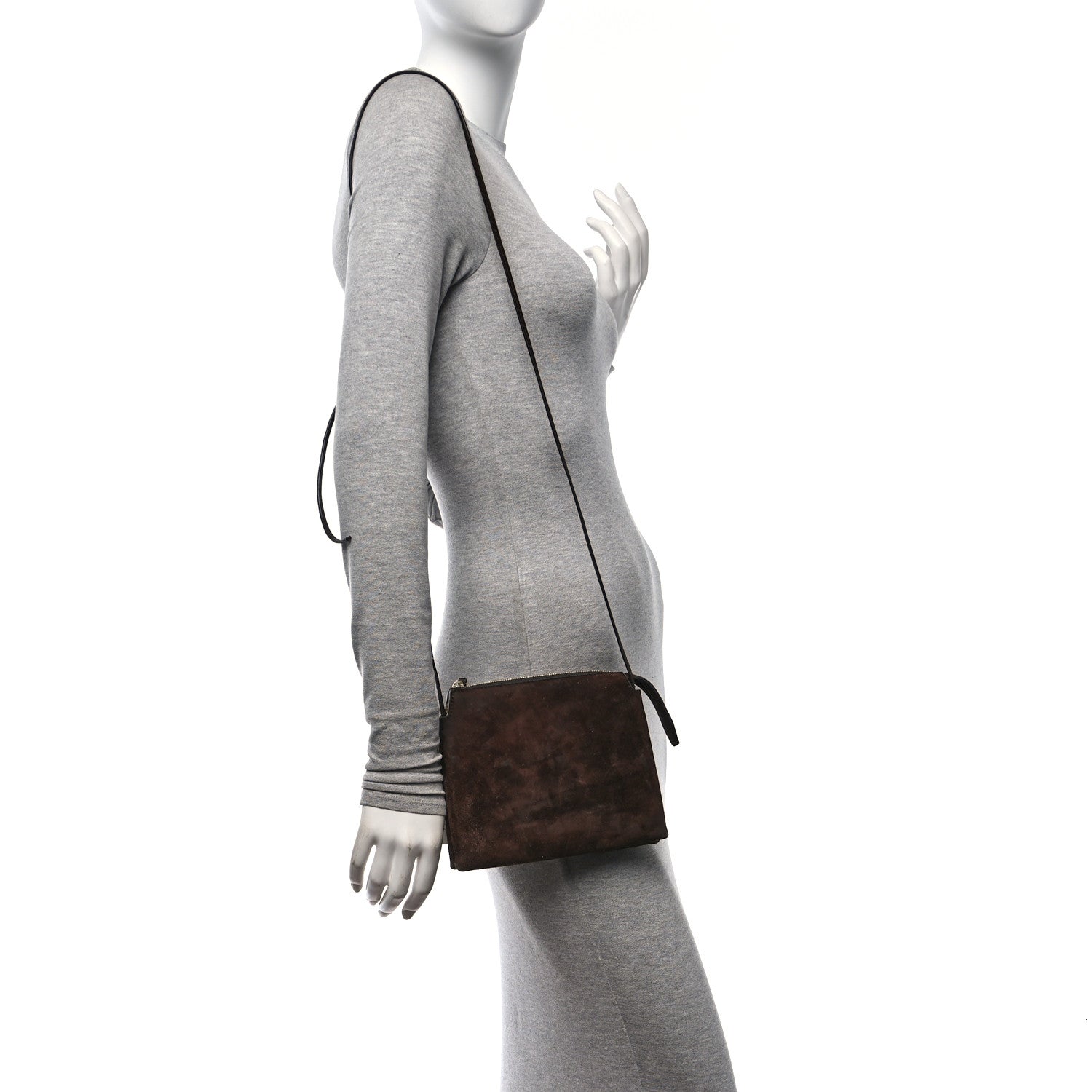 The Row Suede Calfskin Mini Nu Twin Bag Mocha 2 of 12
