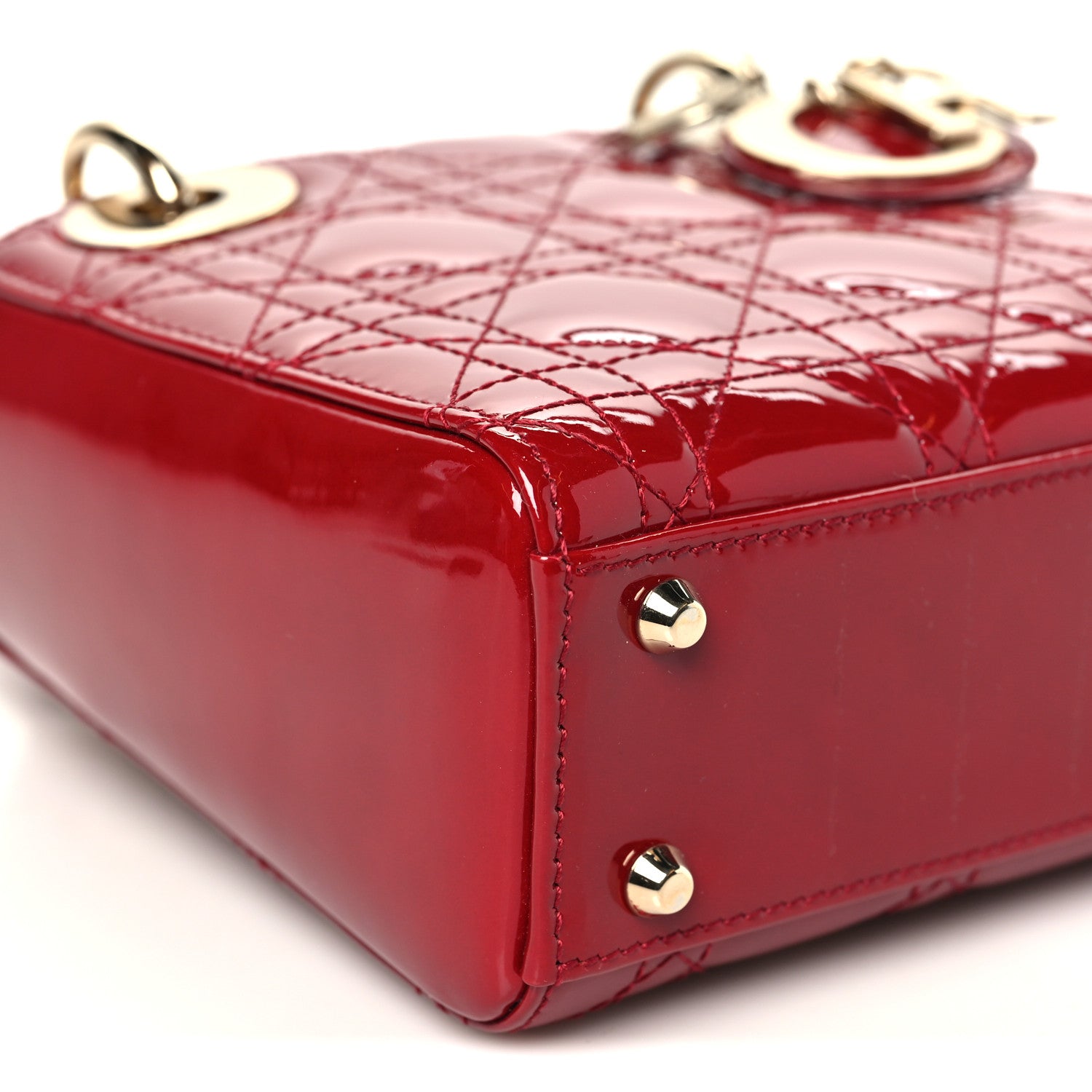 Christian Dior Patent Cannage Mini Lady Dior Red 8 of 9