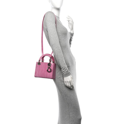Christian Dior Wood Printed Glazed Calfskin Mini Lady Dior Pink 2 of 11