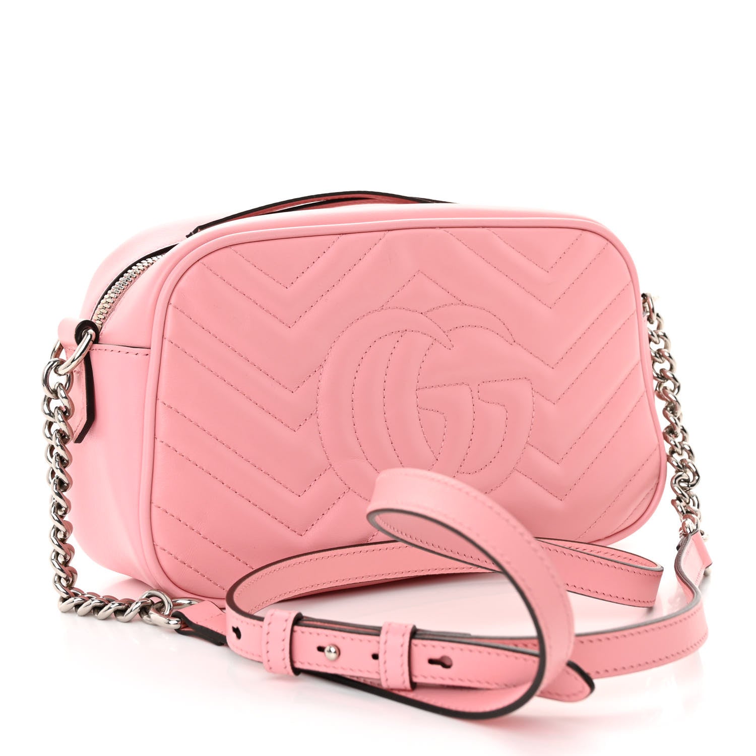 Gucci Calfskin Matelasse Small GG Marmont Chain Shoulder Bag Wild Rose 3 of 10