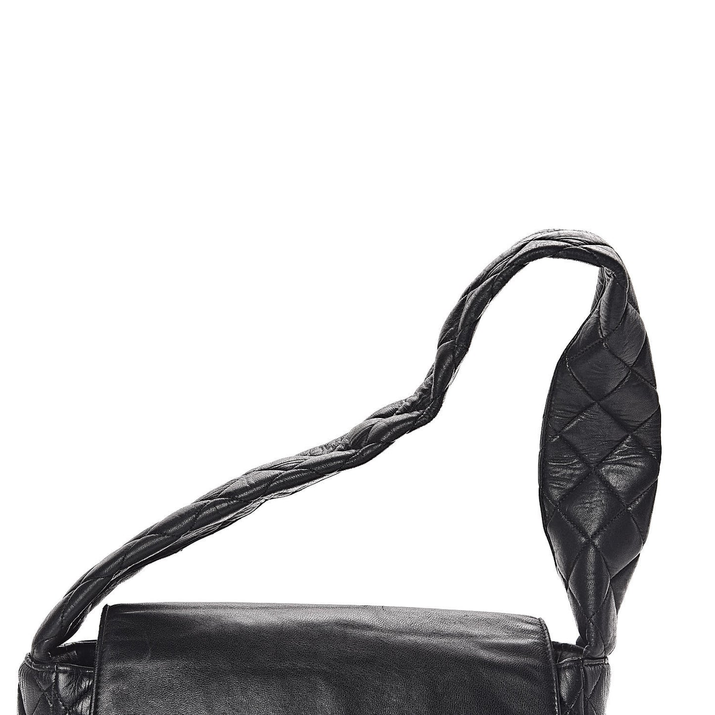 Lambskin Quilted Flap Shoulder Bag Black
