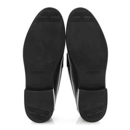 Hermes Grained Calfskin Mens Duke Loafer 42 Black 6 of 9