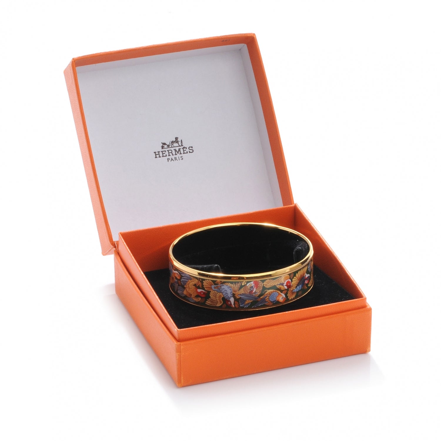 Hermes Enamel Printed Birds Wide Bracelet 65 2 of 5