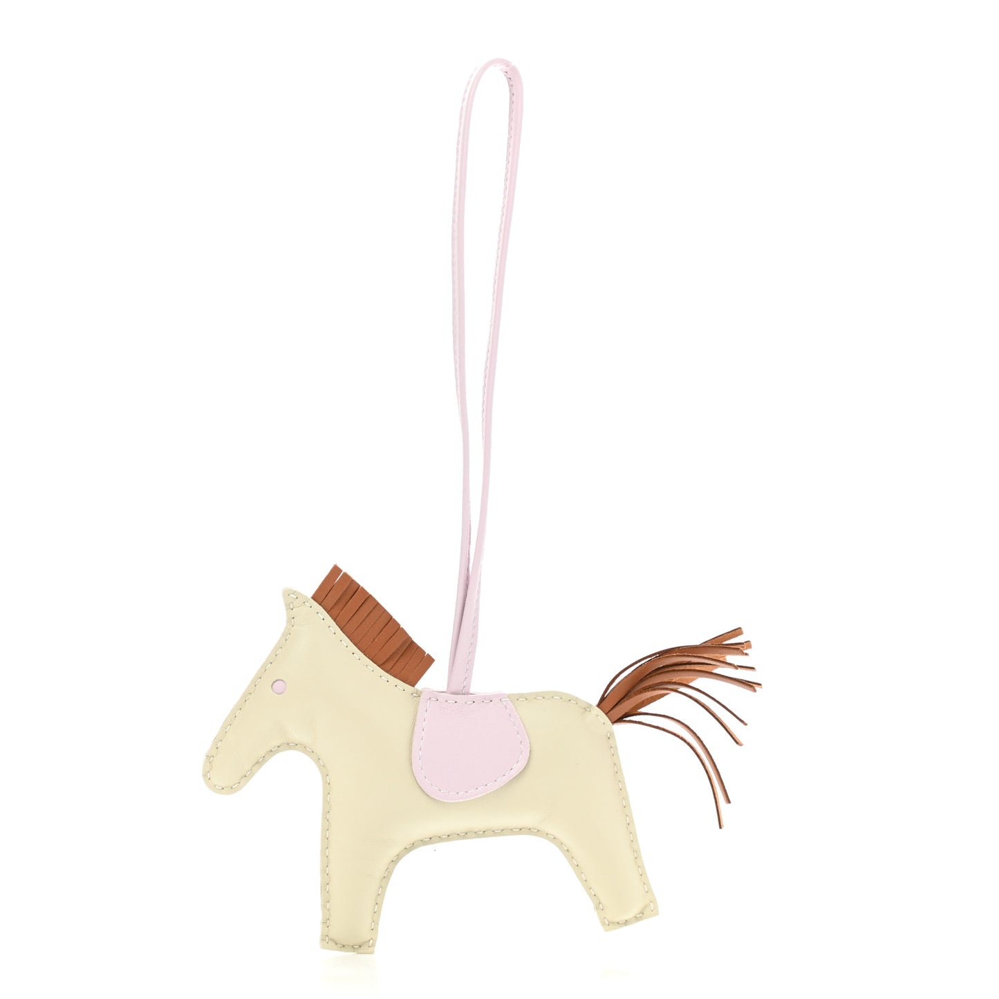 Milo Lambskin Grigri Rodeo Horse Bag Charm MM Craie Gold Mauve Pale