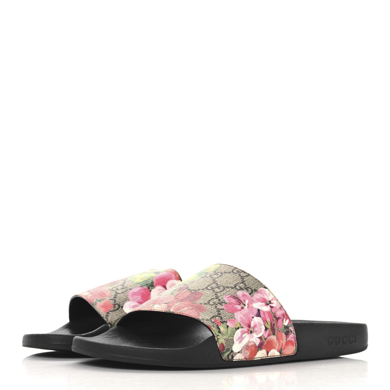 Gucci GG Supreme Monogram Blooms Slide Sandals 37 Beige Multicolor 4 of 8