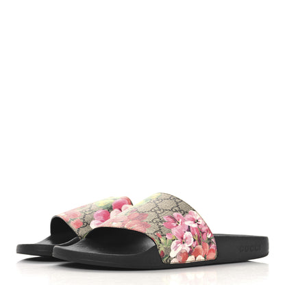 Gucci GG Supreme Monogram Blooms Slide Sandals 37 Beige Multicolor 4 of 8