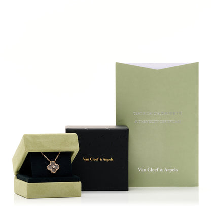 Van Cleef & Arpels 18K Rose Gold Diamond Silver Obsidian Vintage Alhambra Pendant Necklace 5 of 5