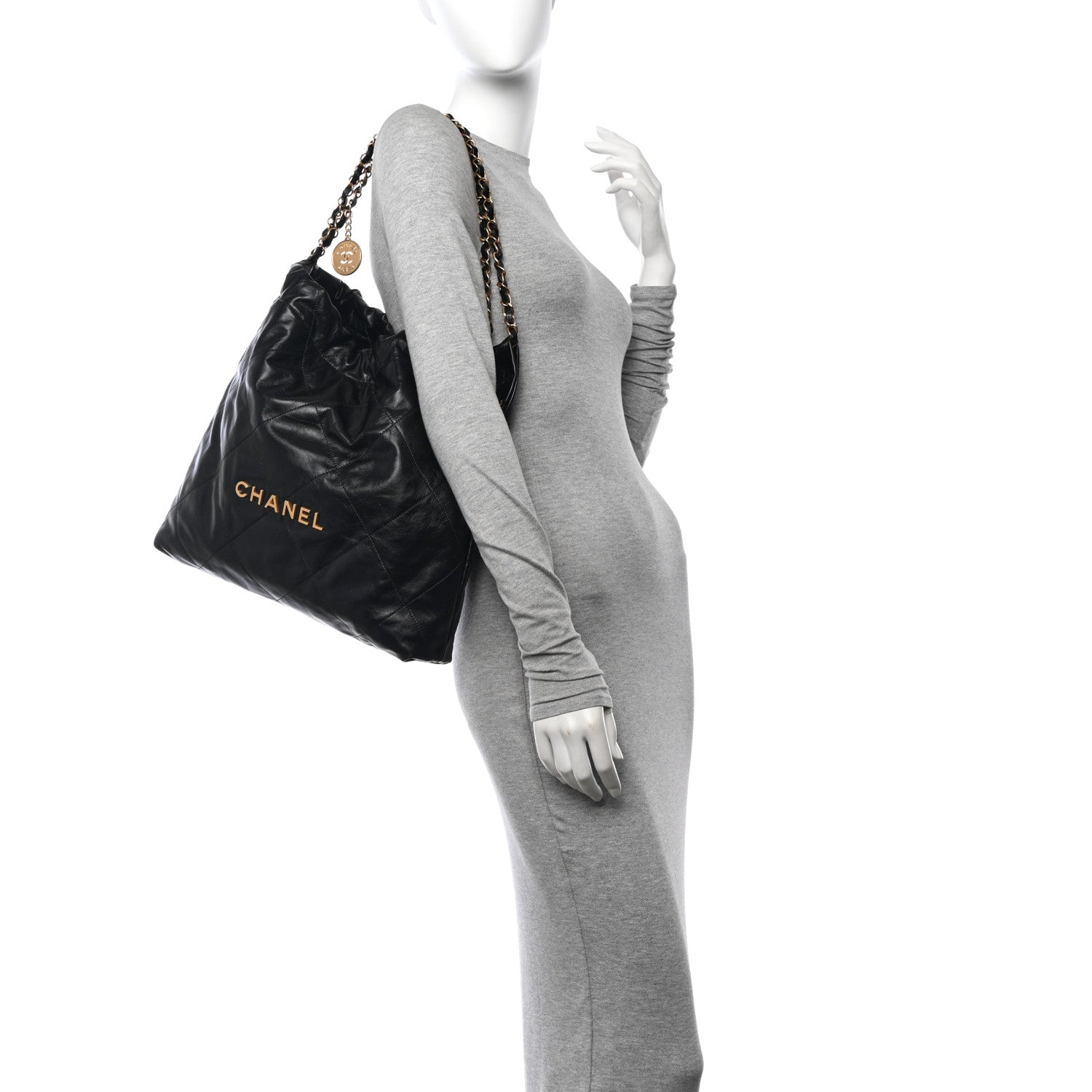 Chanel Shiny Calfskin Quilted Chanel 22 Black 2 of 11