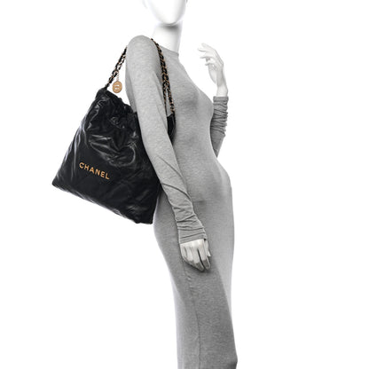 Chanel Shiny Calfskin Quilted Chanel 22 Black 2 of 11