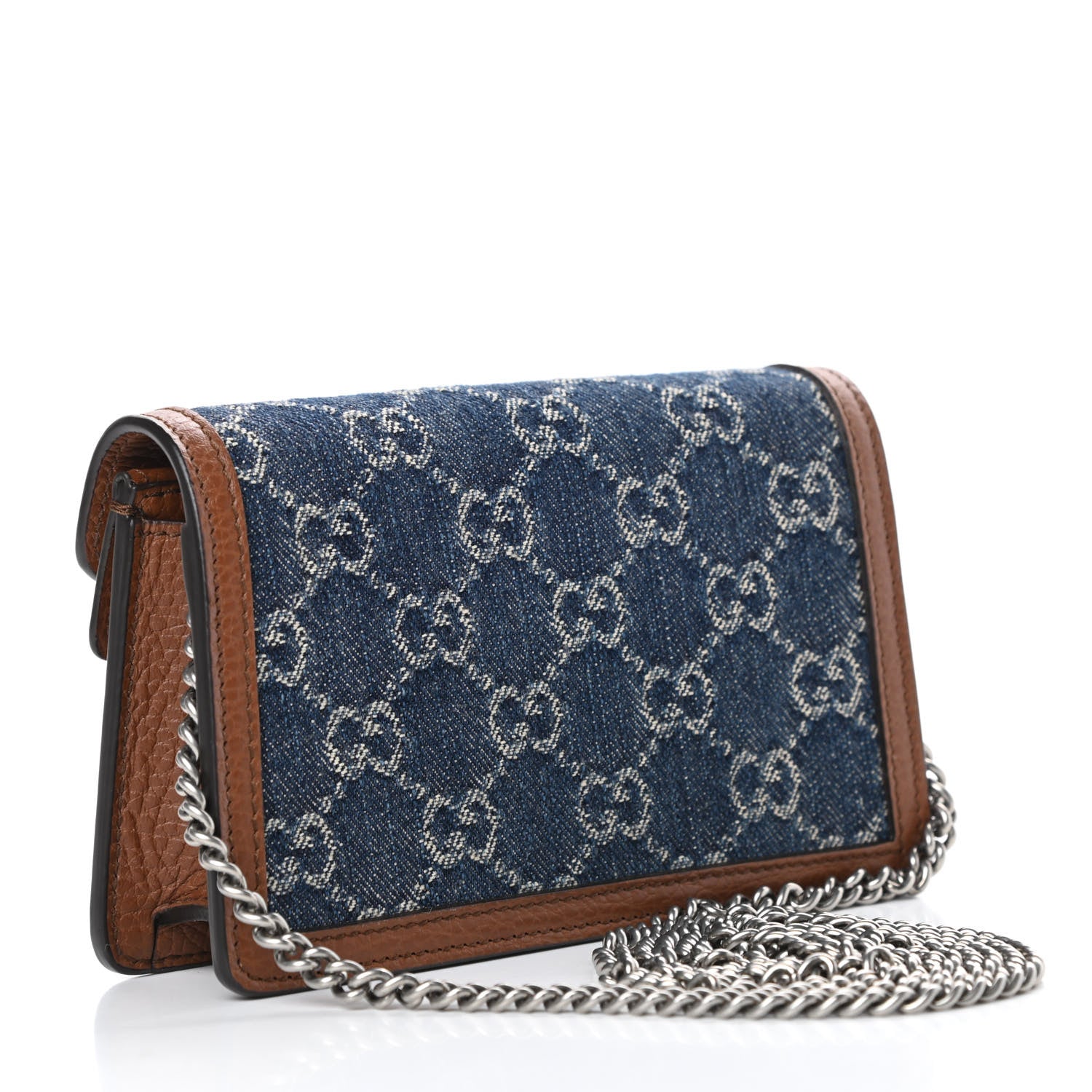 Gucci New Denim GG Monogram Dollar Calfskin Enamel Super Mini Dionysus Shoulder Bag Blue Tea Cuir Epilog Electric Blue 3 of 10