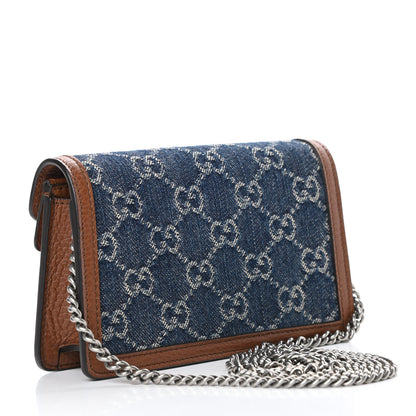 Gucci New Denim GG Monogram Dollar Calfskin Enamel Super Mini Dionysus Shoulder Bag Blue Tea Cuir Epilog Electric Blue 3 of 10