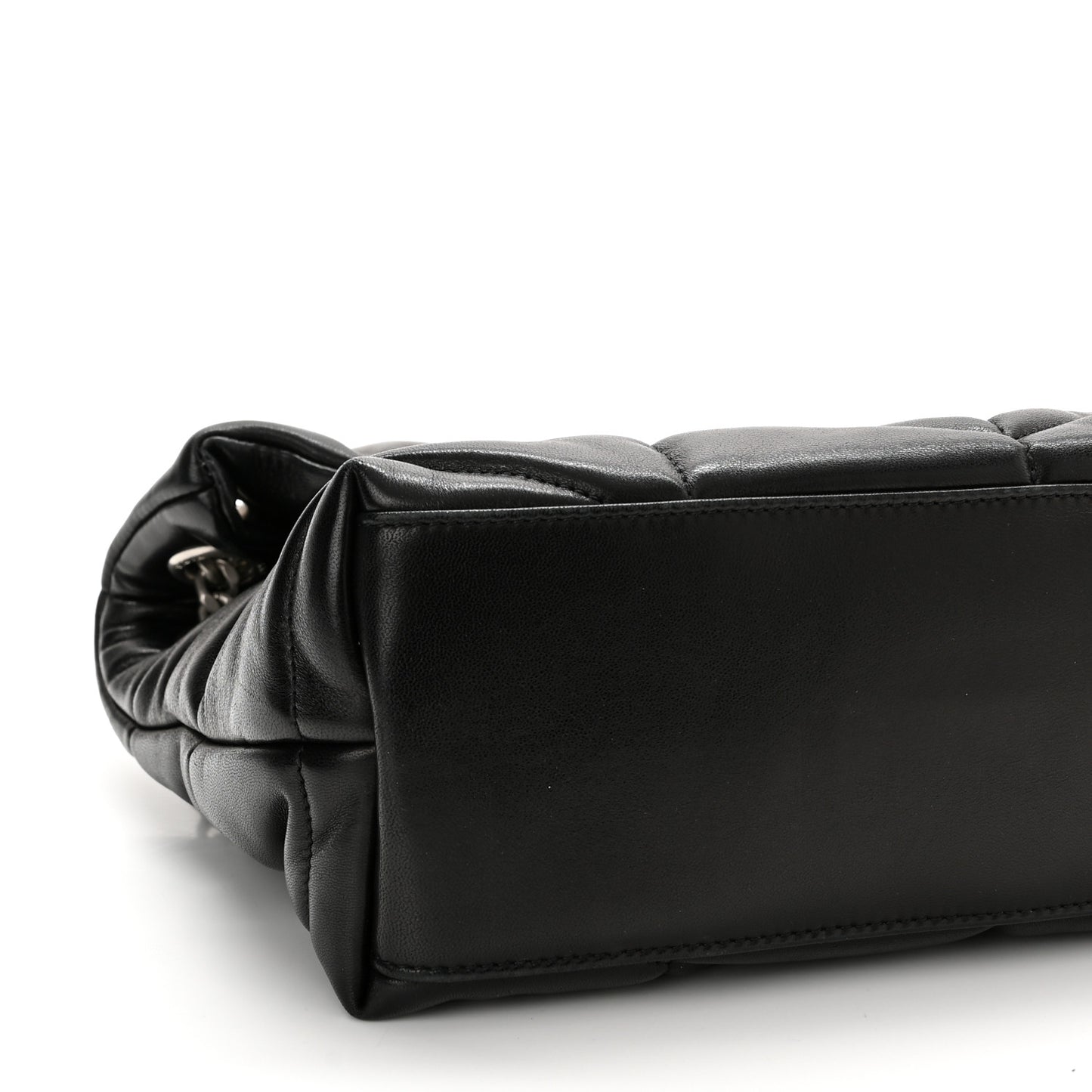 Lambskin Quilted Small Loulou Puffer Monogram Chain Satchel Black