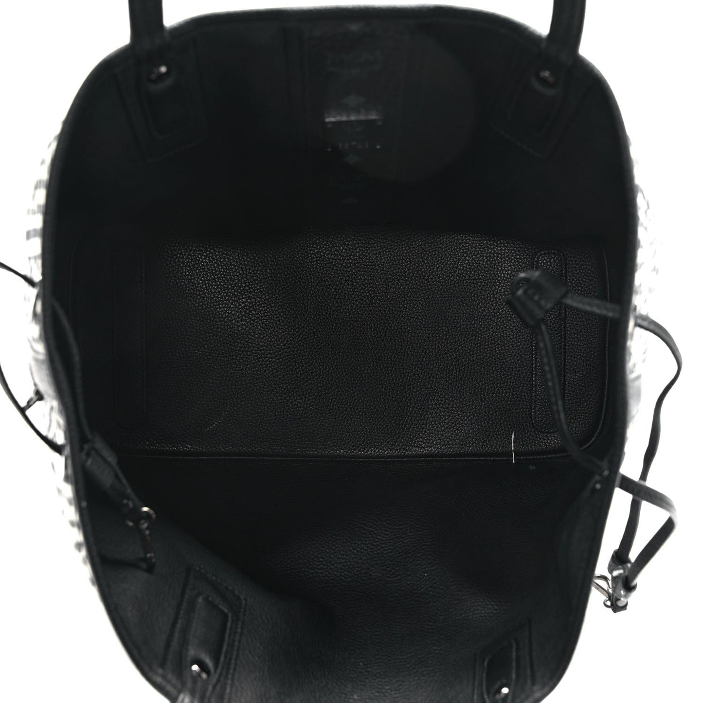 Grained Calfskin Visetos Medium Liz Reversible Shopper Tote Black