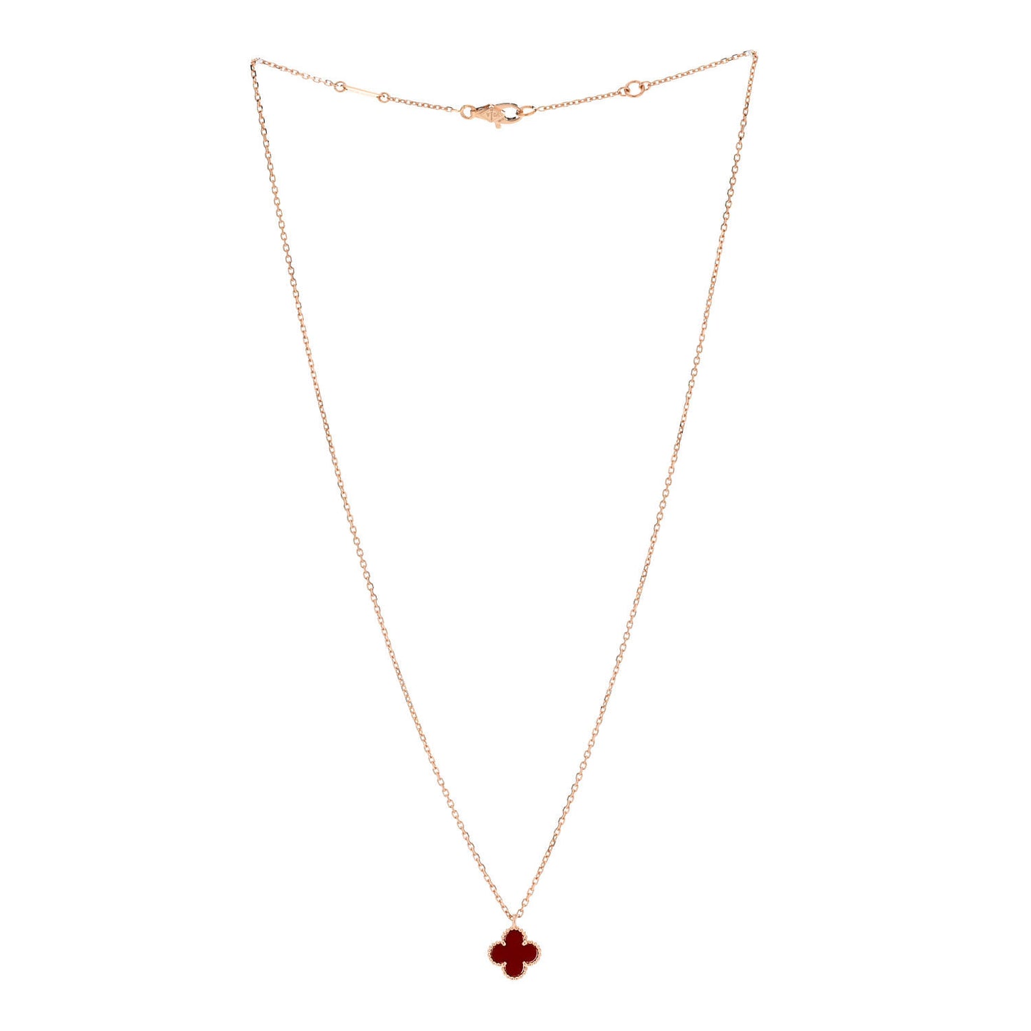 18K Rose Gold Carnelian Sweet Alhambra Pendant Necklace