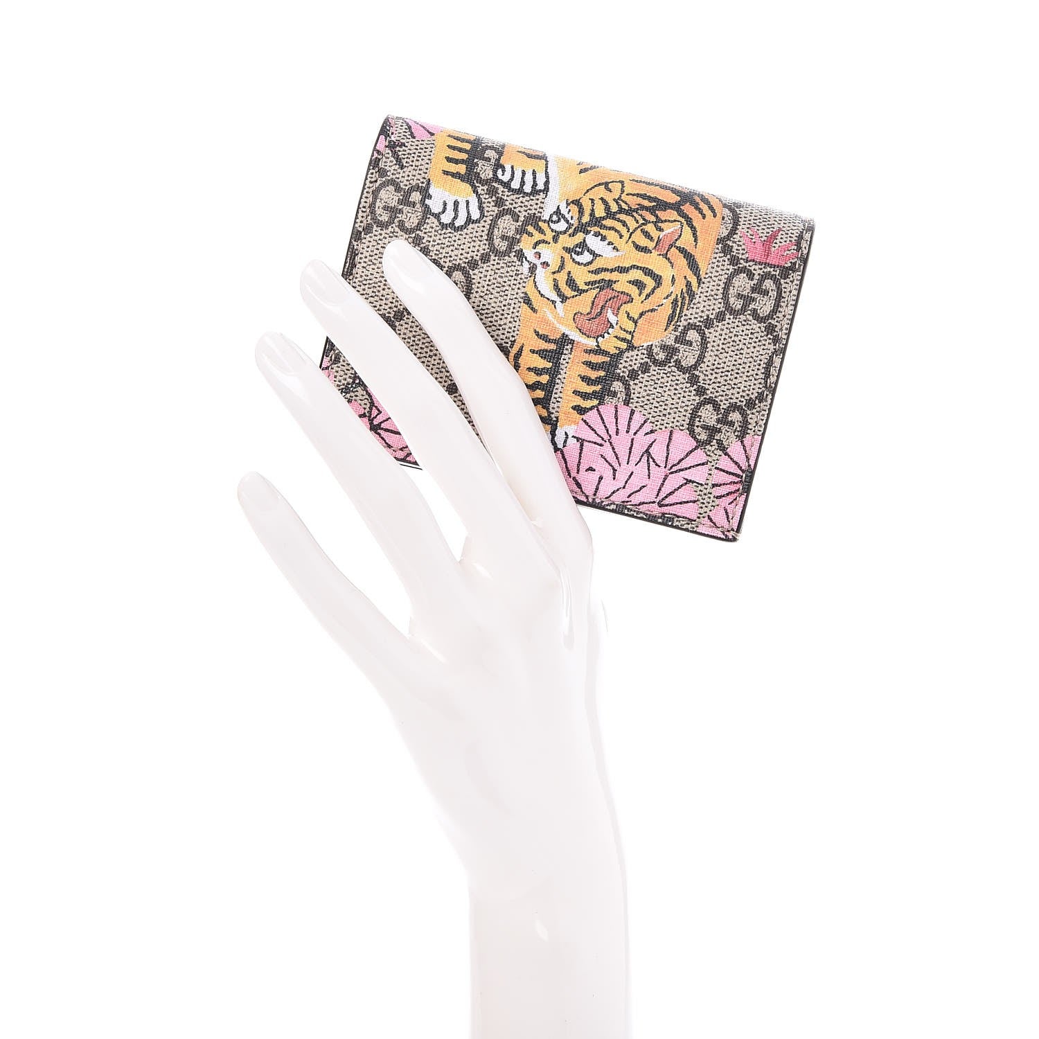 Gucci GG Supreme Monogram Bengal Card Case Beige Pink 2 of 8
