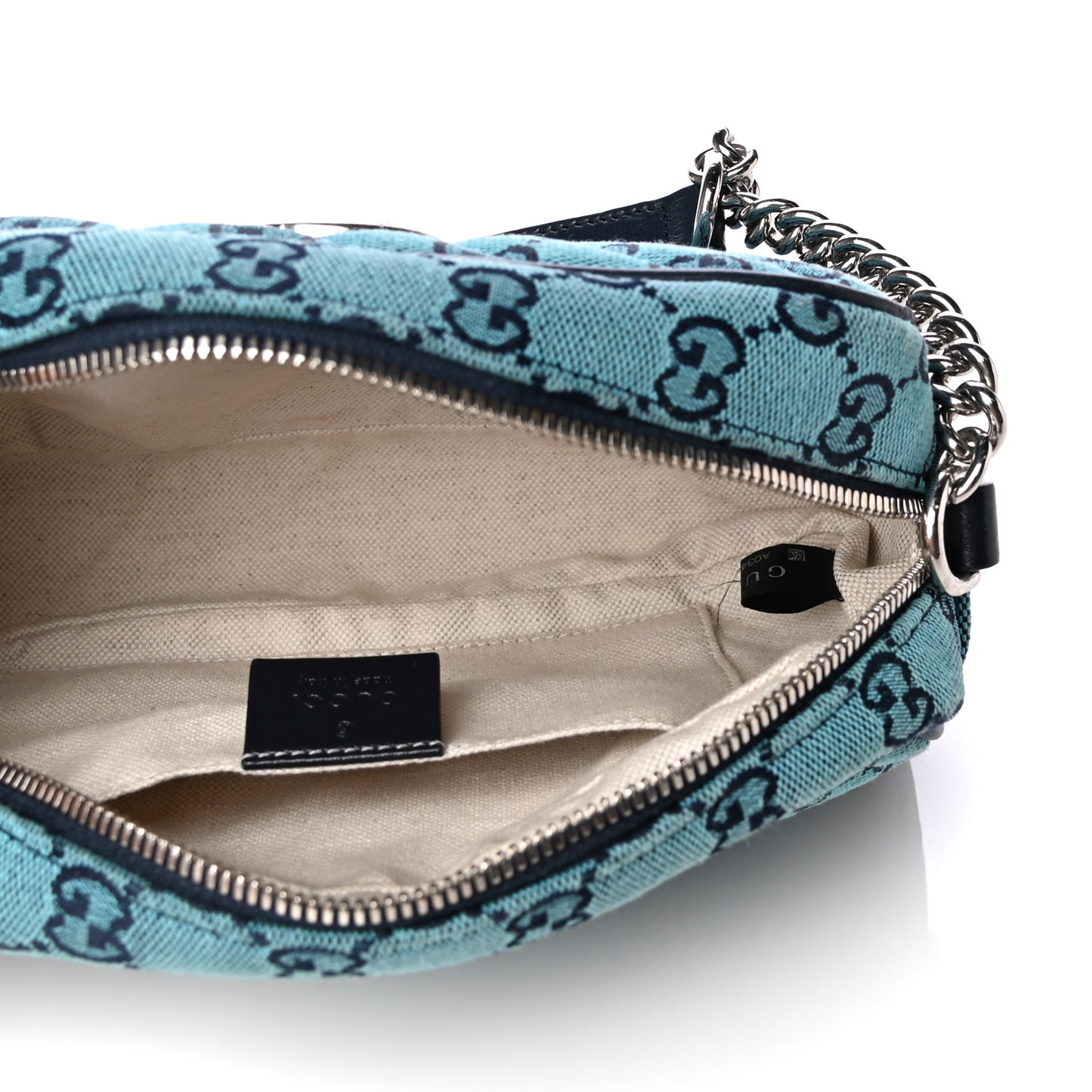 Monogram Multicolor Matelasse Diagonal Small GG Marmont Chain Shoulder Bag Light Blue