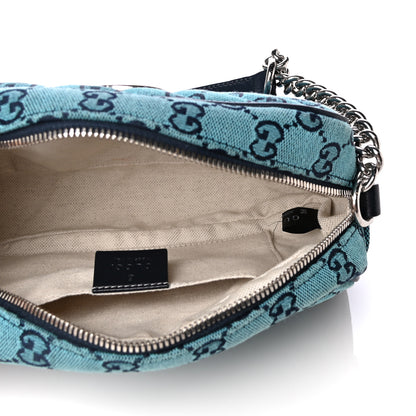 Gucci Monogram Multicolor Matelasse Diagonal Small GG Marmont Chain Shoulder Bag Light Blue 5 of 10
