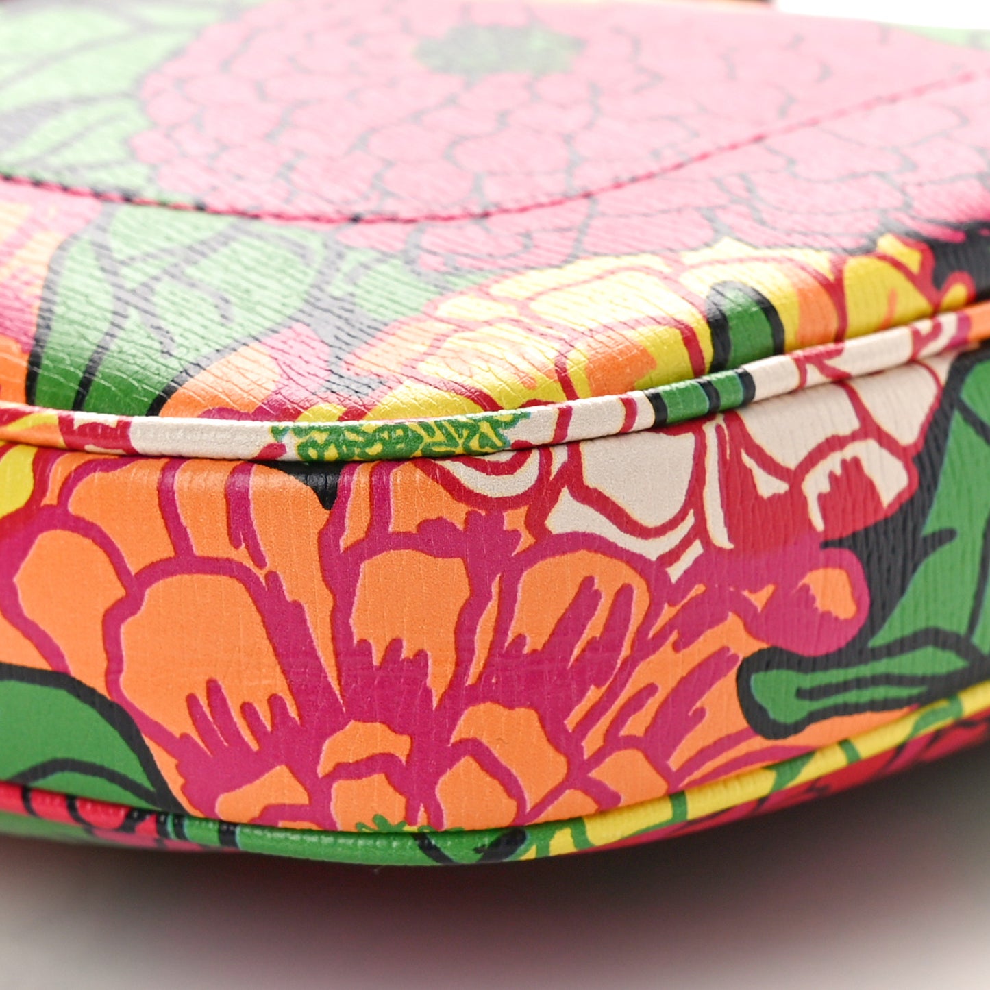 X KEN SCOTT Textured Calfskin Pomponica Print Small Jackie 1961 Hobo Multicolor Fuxia Pompon