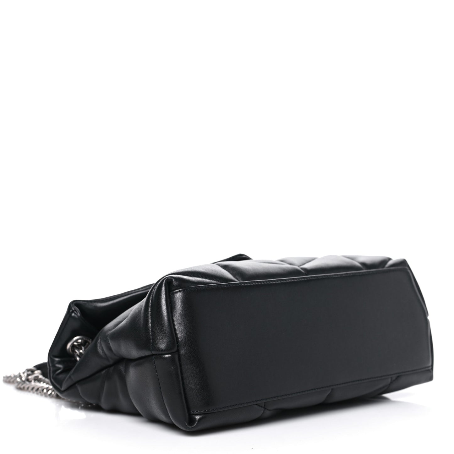 Lambskin Quilted Small Loulou Puffer Monogram Chain Satchel Black